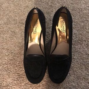NEW! Michael Kors black leather wedges size 8